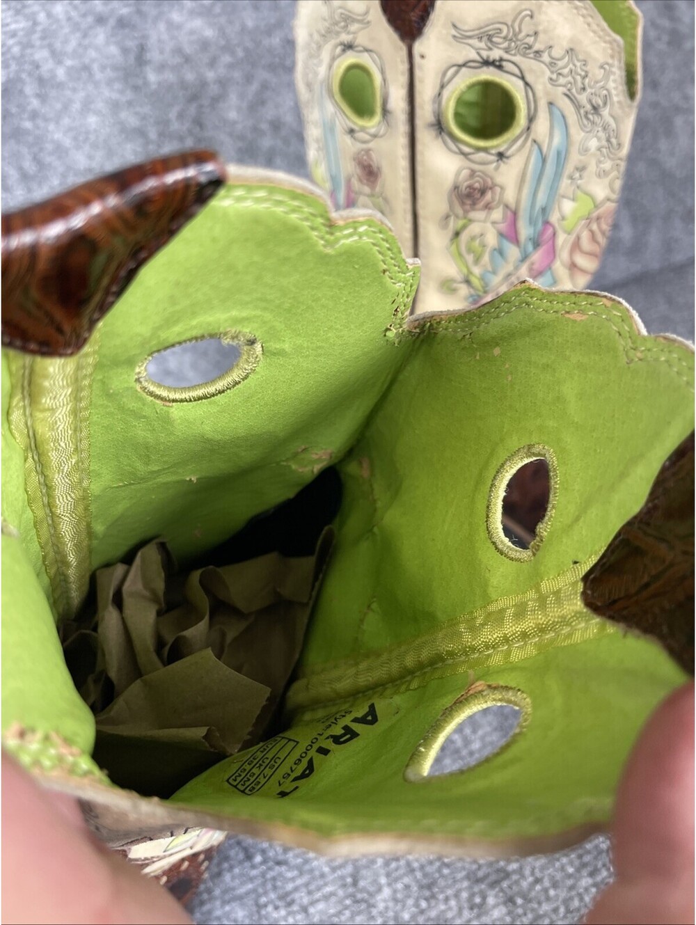 Ariat Ladies Rodeobaby Rocker Cowboy Boots Tattoo Themed Live Ride 7.5 - Picture 9 of 14